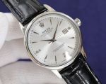 Rolex Datejust 8215 Movement 40mm Men White/YG Face White/Yellow Gold Case Black Leather Band Watch
